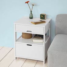 Load image into Gallery viewer, White Bedside Table with 2 Drawers