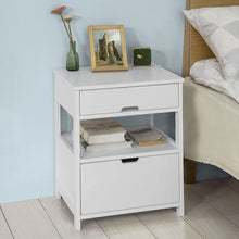 Load image into Gallery viewer, White Bedside Table with 2 Drawers