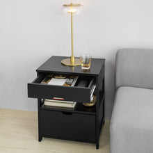Load image into Gallery viewer, Black Bedside Table with 2 Drawers