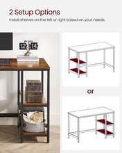 Load image into Gallery viewer, Computer Desk 2 Shelves Rustic, Brown Black