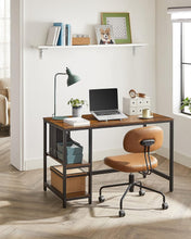 Load image into Gallery viewer, Computer Desk 2 Shelves Rustic, Brown Black
