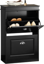 Load image into Gallery viewer, Shoe Cabinet 2 Drawers Storage Cupboard Black