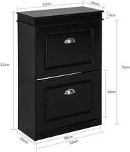 Load image into Gallery viewer, Shoe Cabinet 2 Drawers Storage Cupboard Black