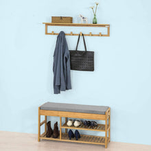 Load image into Gallery viewer, Bamboo Shoe Bench Drawers Lift Top