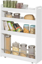 Load image into Gallery viewer, Slimline Rolling Storage Shelf, White