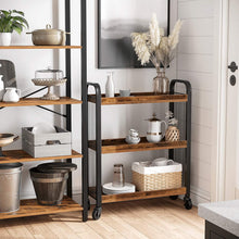 Load image into Gallery viewer, Rustic Brown Kitchen Trolley Rolling Cart with Steel Structure (66 x 26 x 85 cm)