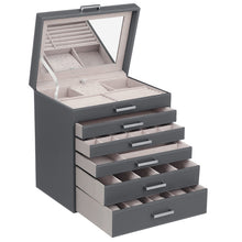 Load image into Gallery viewer, Jewellery Grey Box, 6 Layers, 5 Drawers