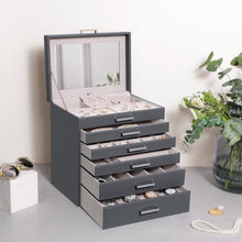 Load image into Gallery viewer, Jewellery Grey Box, 6 Layers, 5 Drawers