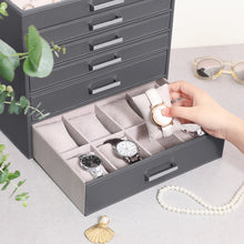 Load image into Gallery viewer, Jewellery Grey Box, 6 Layers, 5 Drawers