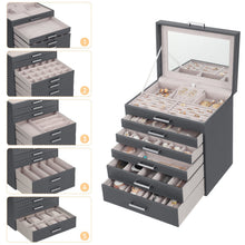 Load image into Gallery viewer, Jewellery Grey Box, 6 Layers, 5 Drawers