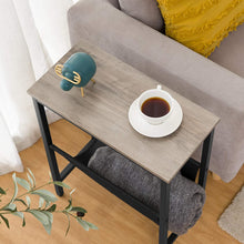 Load image into Gallery viewer, Industrial Side Table with Magazine Holder Sling and Metal Structure (Grey)