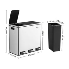 Load image into Gallery viewer, 3 x 18L Kitchen Bin Waste Separation System
