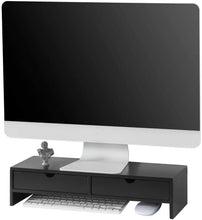 Load image into Gallery viewer, Black Monitor Stand Desk Organizer with 2 Drawers