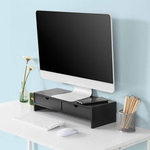 Load image into Gallery viewer, Black Monitor Stand Desk Organizer with 2 Drawers