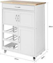 Load image into Gallery viewer, Kitchen Trolley with Wine Racks, Portable Workbench and Serving Cart for Bar or Dining