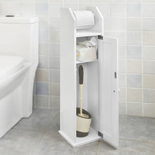 Load image into Gallery viewer, Toilet Paper Holder with Storage, Freestanding Cabinet, Toilet Brush Holder and Toilet Paper Dispenser