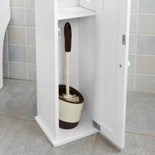 Load image into Gallery viewer, Toilet Paper Holder with Storage, Freestanding Cabinet, Toilet Brush Holder and Toilet Paper Dispenser