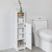 Load image into Gallery viewer, Toilet Paper Holder with Storage, Freestanding Cabinet, Toilet Brush Holder and Toilet Paper Dispenser 20x100x18 cm