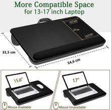 Load image into Gallery viewer, Portable Laptop Desk with Device Ledge, Mouse Pad and Phone Holder for Home Office (Black, 43cm)