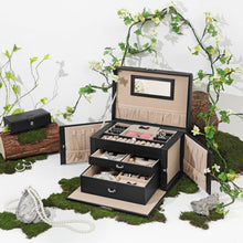 Load image into Gallery viewer, Lockable Jewelry Box 3-Tier Display Case