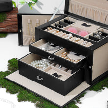 Load image into Gallery viewer, Lockable Jewelry Box 3-Tier Display Case