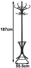 Load image into Gallery viewer, Brown Coat Rack with Stand Wooden Hat and 12 Hooks Hanger Walnut tree
