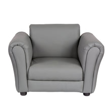 Load image into Gallery viewer, Kids Grey Couch Sofa Chair w/ Footstool in PU Leather