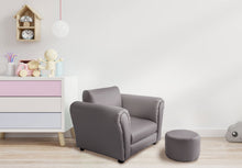 Load image into Gallery viewer, Kids Grey Couch Sofa Chair w/ Footstool in PU Leather