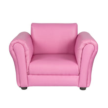 Load image into Gallery viewer, Kids Pink Couch Sofa Chair w/ Footstool in PU Leather