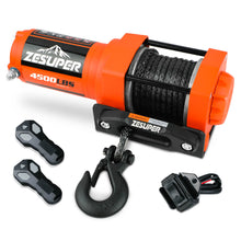 Load image into Gallery viewer, ZESUPER 12V Electric Winch 4500lb Synthetic Rope Boat Winch ATV Winch Trailer Winch 4WD