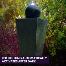 Load image into Gallery viewer, PROTEGE Contemporary Solar Powered Water Feature Fountain with LED Lights - Dark Grey