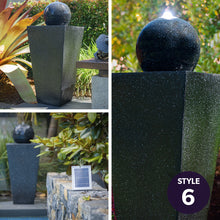 Load image into Gallery viewer, PROTEGE Contemporary Solar Powered Water Feature Fountain with LED Lights - Dark Grey