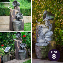 Load image into Gallery viewer, PROTEGE Contemporary Solar Powered Water Feature Fountain with LED Lights - Dark Grey