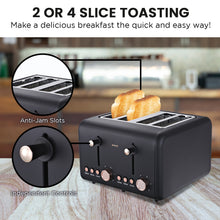 Load image into Gallery viewer, Pronti Rose Trim Collection Toaster & Kettle Bundle - Black