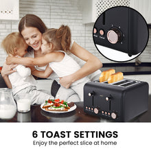 Load image into Gallery viewer, Pronti Rose Trim Collection Toaster & Kettle Bundle - Black