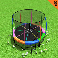 Load image into Gallery viewer, Kahuna 8ft Outdoor Rainbow Trampoline For Kids And Children Suited For Fitness Exercise Gymnastics With Safety Enclosure