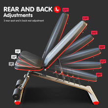 Load image into Gallery viewer, Powertrain Home Gym Bench Adjustable Flat Incline Decline FID 250KG Load