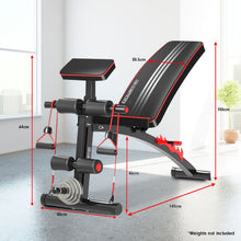 Load image into Gallery viewer, Powertrain Adjustable FID Home Gym Bench with Preacher Curl Pad