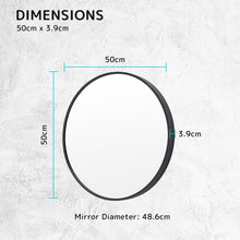 Load image into Gallery viewer, La Bella Black Wall Mirror Round Aluminum Frame Makeup Decor Bathroom Vanity 50cm