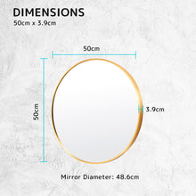 Load image into Gallery viewer, La Bella Gold Wall Mirror Round Aluminum Frame Makeup Decor Bathroom Vanity 50cm
