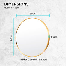 Load image into Gallery viewer, La Bella Gold Wall Mirror Round Aluminum Frame Makeup Decor Bathroom Vanity 60cm