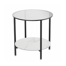 Load image into Gallery viewer, Interior Ave - Cosmopolitan Two Tier Mix Side Table - Marble & Glass
