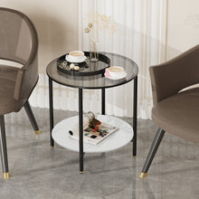 Load image into Gallery viewer, Interior Ave - Cosmopolitan Two Tier Mix Side Table - Marble & Glass