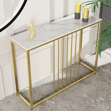 Load image into Gallery viewer, Interior Ave - Stone Marble Console - Marble & Gold