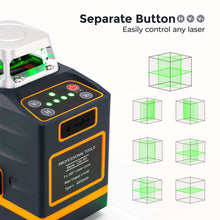 Load image into Gallery viewer, CIGMAN Laser Level Self Leveling 3x360° 3D Green Cross Line for Construction and Picture Hanging, Rechargeable battery, Remote Controller, Magnetic Rotating Stand Included