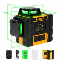 Load image into Gallery viewer, KAIWEETS KT360A Green Laser Level 3 X 360° Rotary Self Leveling with 1 Rechargeable Battery