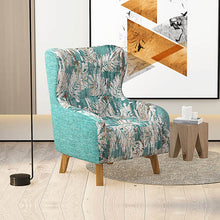 Load image into Gallery viewer, Armchair High back Lounge Accent Chair Designer Printed Fabric Upholstery with Wooden Leg