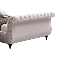 Load image into Gallery viewer, Queen Size Sleigh Bedframe Velvet Upholstery Beige Colour Tufted Headboard And Footboard Deep Quilting