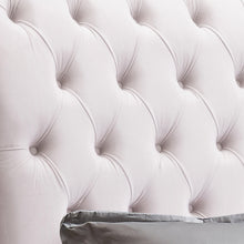 Load image into Gallery viewer, Queen Size Sleigh Bedframe Velvet Upholstery Beige Colour Tufted Headboard And Footboard Deep Quilting