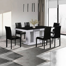 Load image into Gallery viewer, 7 Pieces Dining Suite Dining Table & 6X Black Chairs in Rectangular Shape High Glossy MDF Wooden Base Combination of Black & White Colour